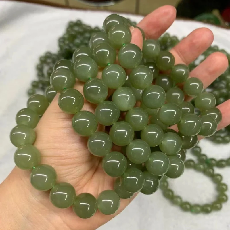 

Браслет из натурального нефрита Хэтянь Цинхай из материала Lake Green Goods с шариками