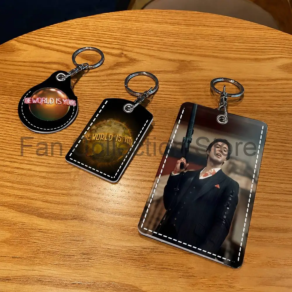 Scarfaces The World Is Yours Leather Card Holder with Exquisite Keychain purpose Case Air Tag Metro