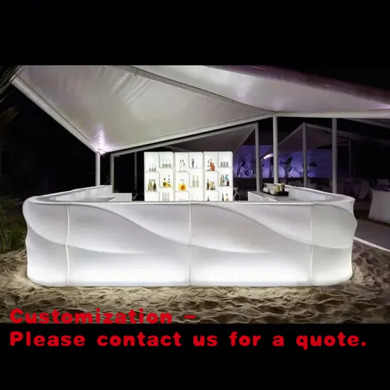

Квадратный уличный коктейльный стол Customized.SHINESTONE с LED-подсветкой, стульями-кубами и LED-барной стойкой