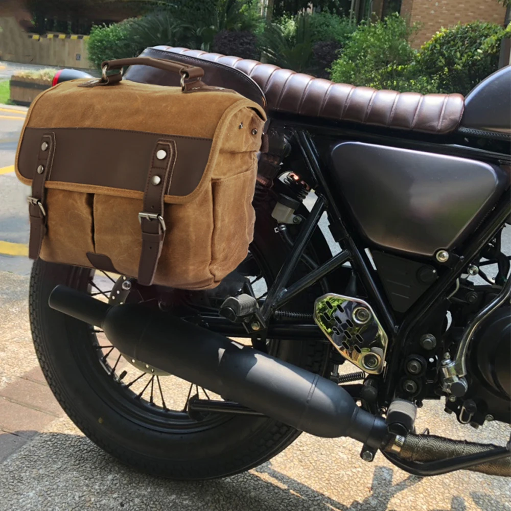 Motorcycle Vintage Men Side Bag Waterproof For Honda Shadow For Sportster XL883 XL1200 For BMW Harley Large Capacity Travel Bags