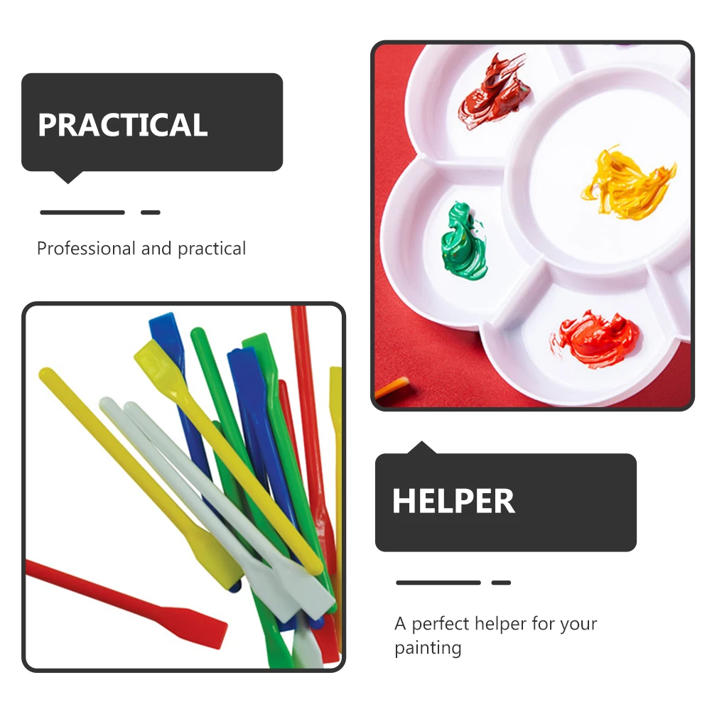 20 Pcs Paint Mixer Stir Sticks Plastic Mixing Rods for Gouache Tempera Blending Colors Crafting Tools Art Supplies