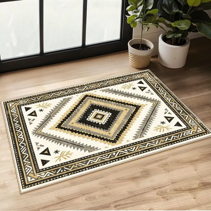 VIKAMA Boho Geometric Diamond Crystal Velvet Rug, 8 Assorted Designs, Non-Slip Washable Area Rug