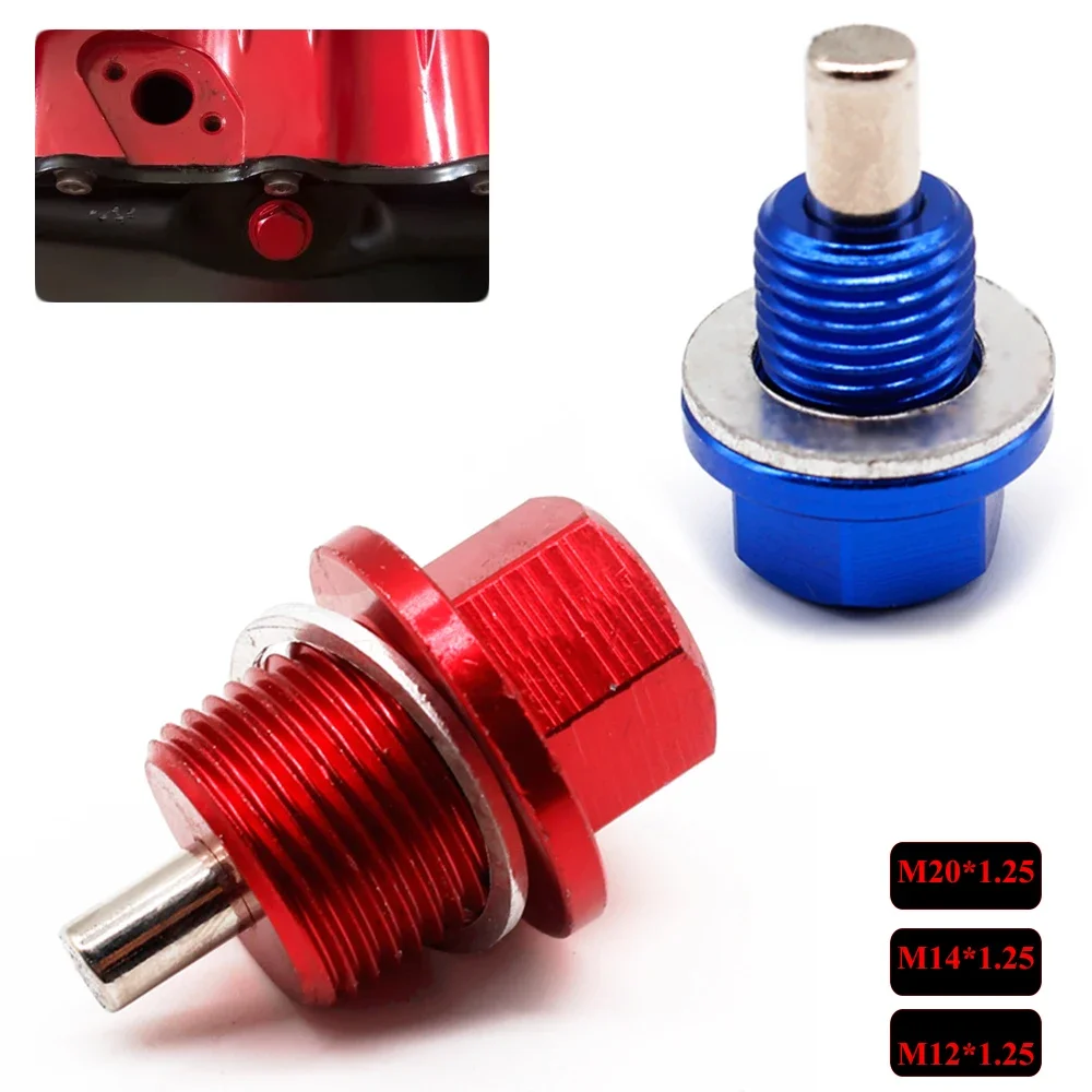 

Aluminium Alloy High Quality Magnetic Bolt Engine Oil Pan Drain Adsorb Plug Bolt blue Red M12x1.25 M14x1.5 M20x1.5 Universal Fit