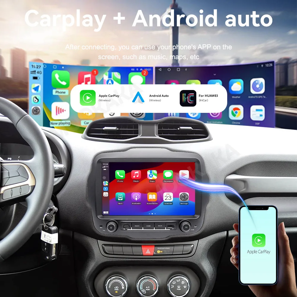 9-Zoll-Bildschirm-Autoradio für Jeep Renegade 2016-2022 Android Auto GPS-Navigation Multimedia-Video-Stereo-Empfänger Haupteinheit