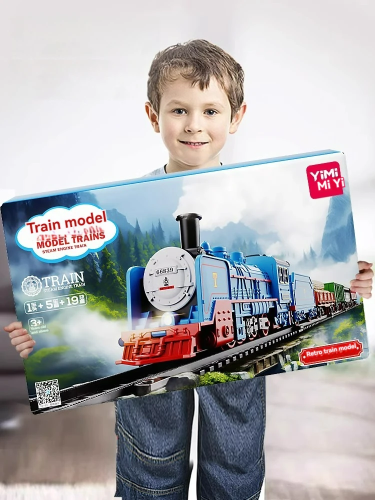 Kids DIY Simulation High Speed Railway Train Toy Car Electric Sound Light Model Train Educational Toys for Boys Girls Gifts