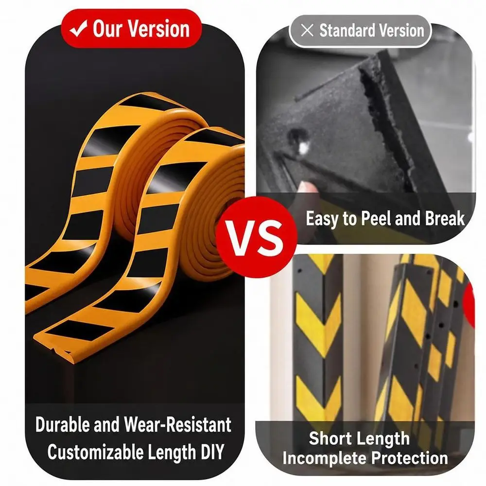 2M Garage Wall Guard Anti-collision Thickened Car Door Corner Protection Sticker Self-adhesive Black&Yellow Color