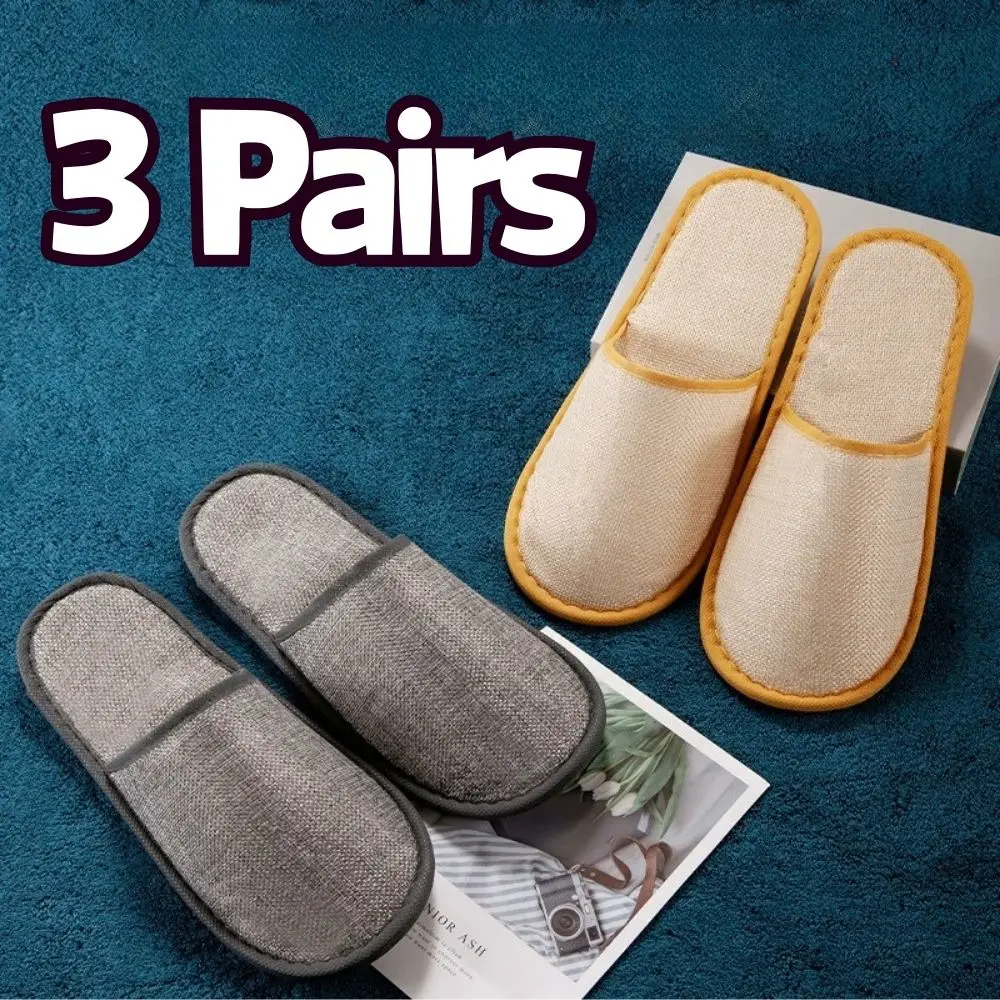 3 Pairs/Set Women Men Disposable Slippers Non-slip Hotel Slippers Home Indoor Guest Slippers Wedding Shoes Travel Slippers New