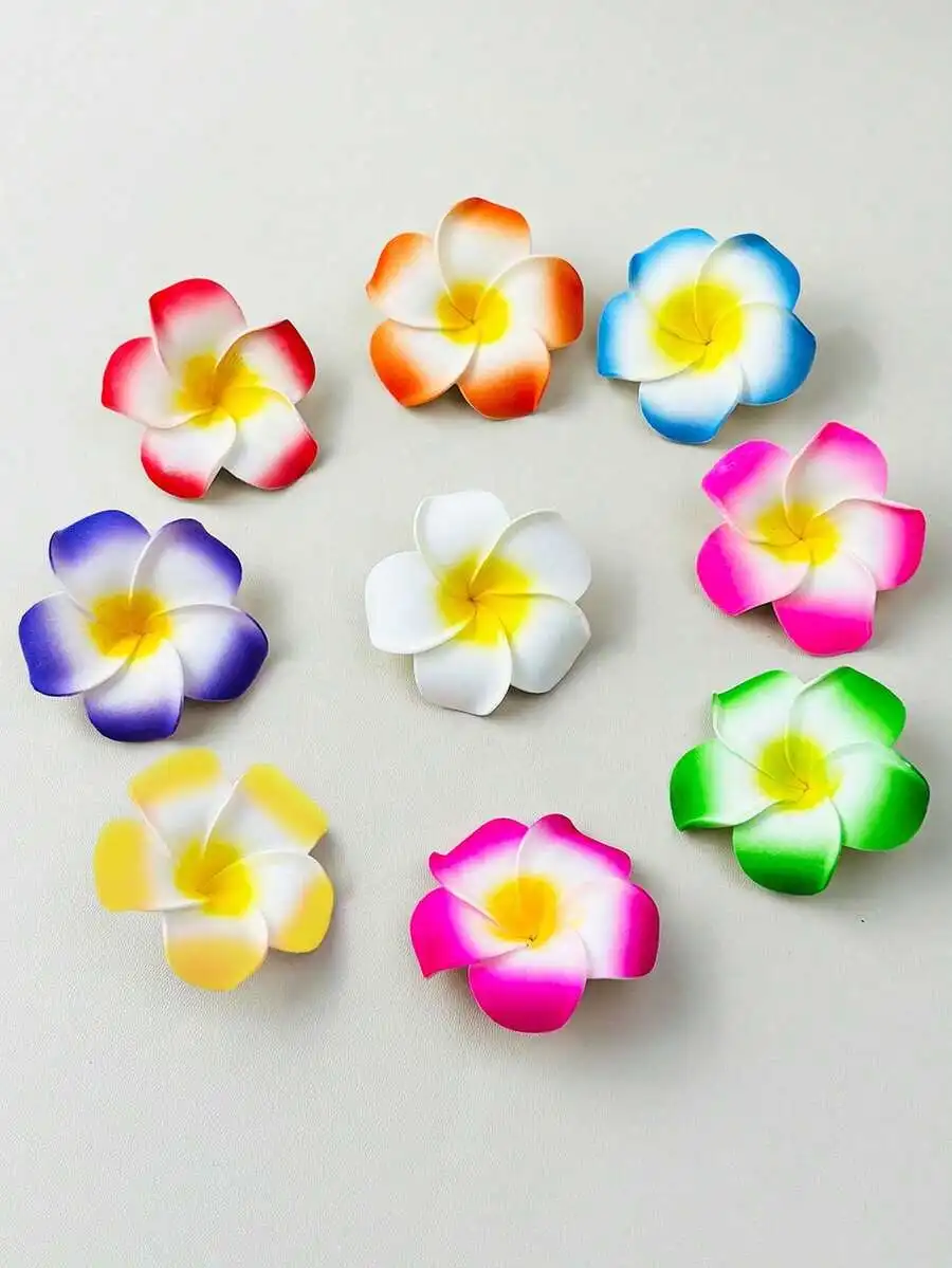 9 Pcs Artificial Plumeria Flower Hair Clips For Women Summer Beach Party Tropical Hair Accessories