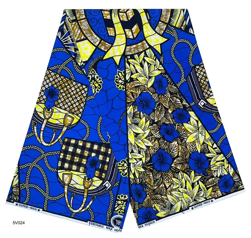 

100% хлопковая африканская ткань, 6 ярдов, восковые принты, хорошее качество, восковая ткань, набедренная повязка для женщин, платье, шитье