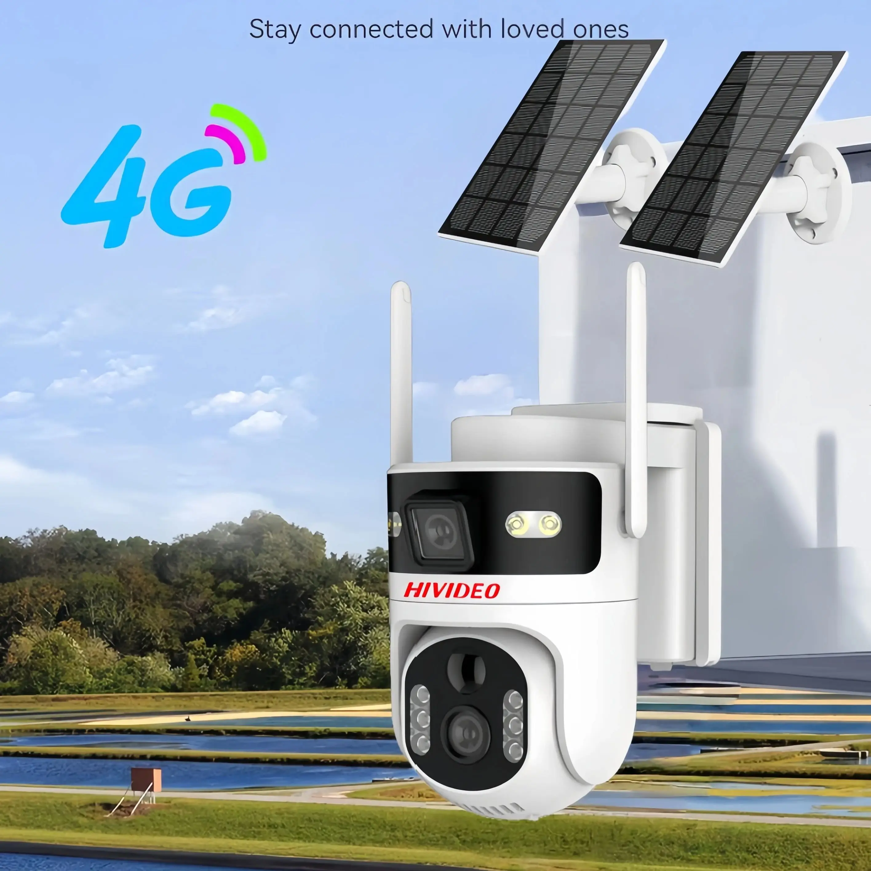 

HIVIDEO 4G Dual Lens 4MP Solar Power Camera IP Camera WiFi Outdoor Camera with Solar Panel Security Camera Surveillance Camera