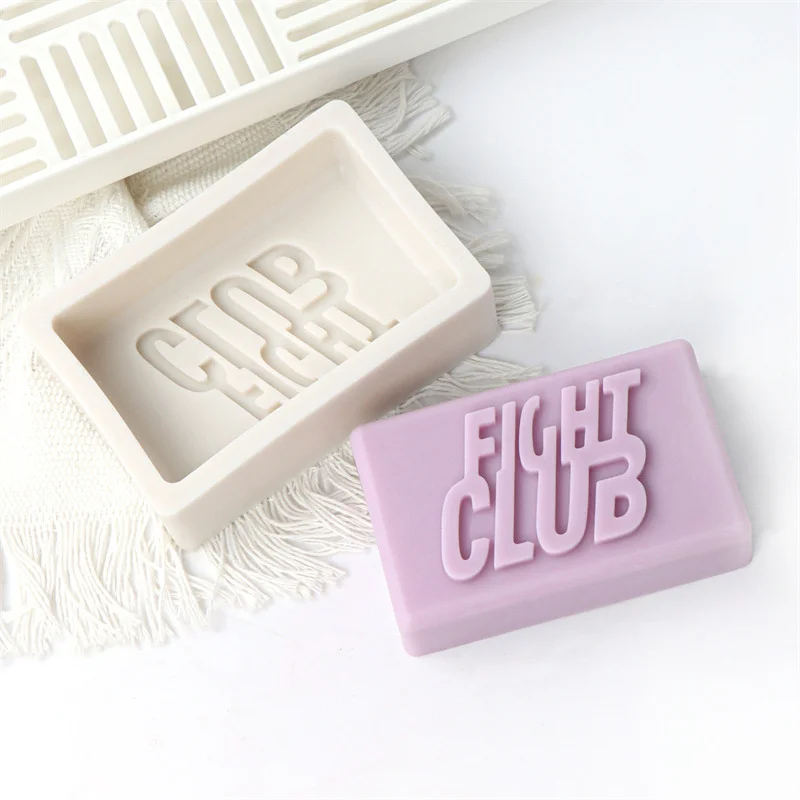 قتال نادي تنقش ديلوكس قالب الصابون سيليكون مثلي الجنس بار شعار شمعة الراتنج قالب مستطيل حمام قنبلة غسول بار صنع الإمدادات #3