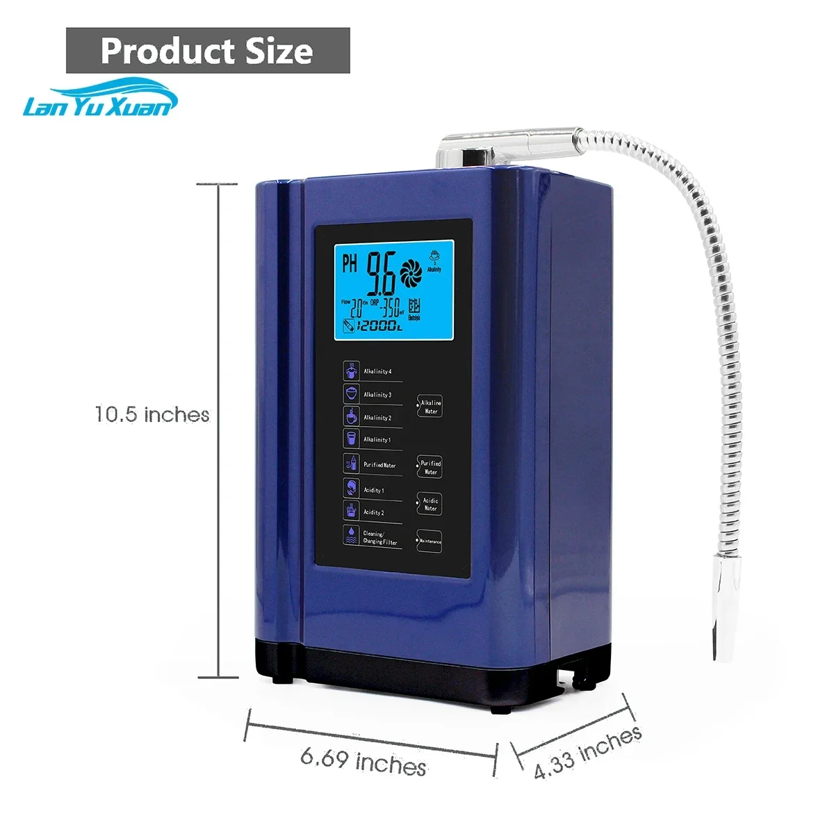 Alkaline Water Ionizer, Up to -500mV ORP, PH 3.5-10.5 Water Purifier Machine,with 7 Water Settings