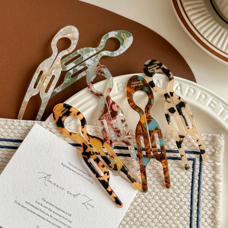 Fashion U Hair Pin Acetate Korean Style Updo Tool Quick Low Bun Maker Women Lazy Elegant Hair Accessories for Daily Party Use