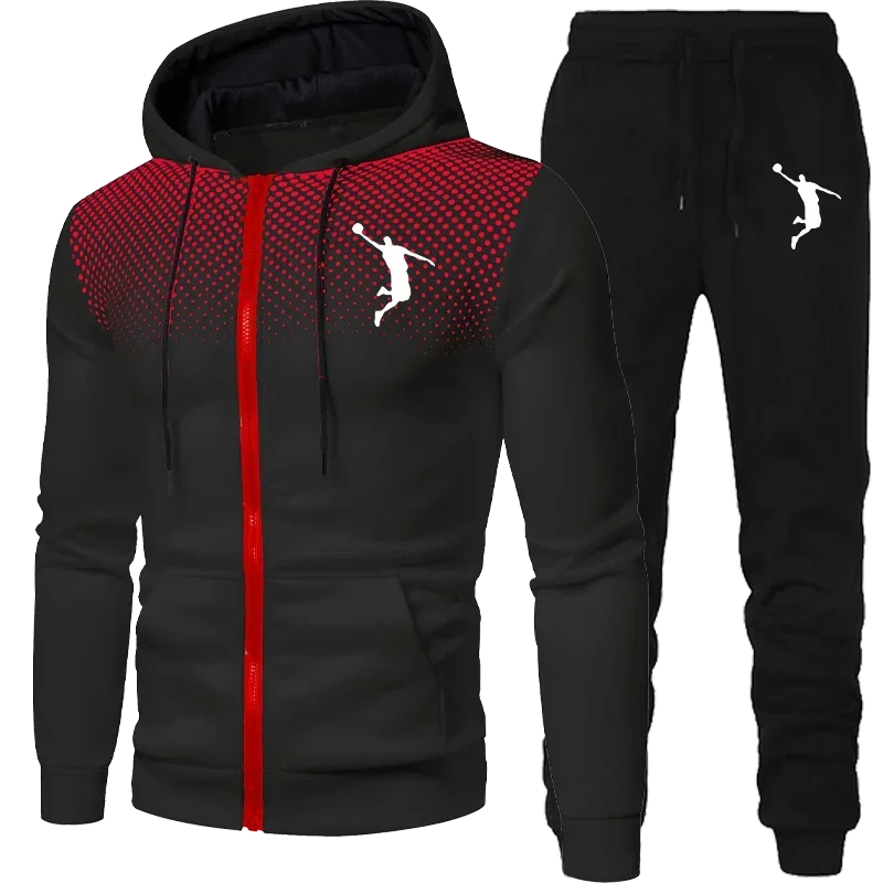 New in Sweatshirts for Men Winter Tracksuit Sets Spotted Sweatshirt Suit New Two Piece Male Set Man Clothes Mens Fashion Suits