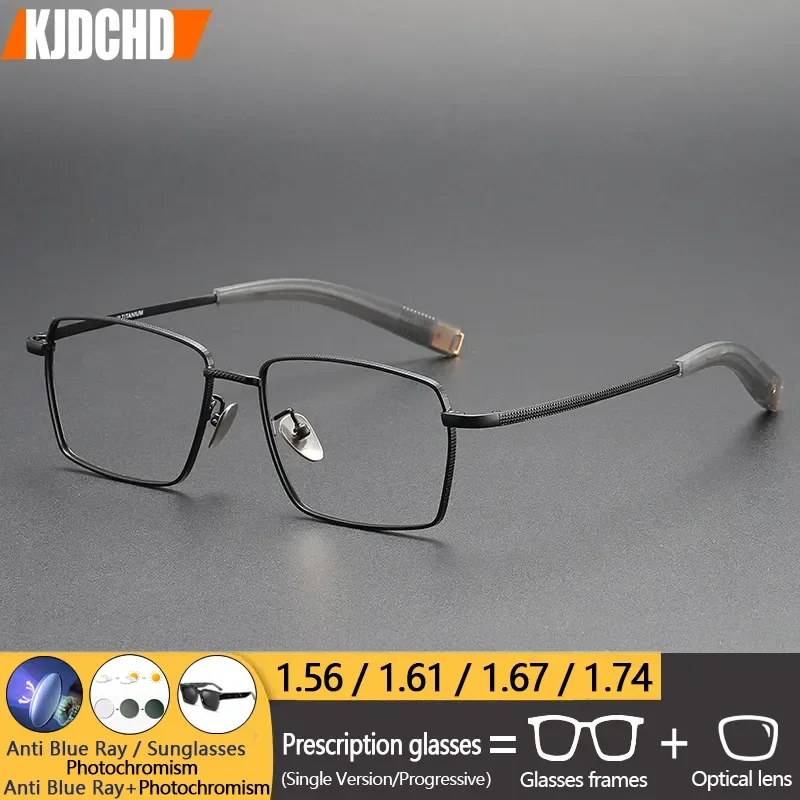 

KJDCHD Handmade Pure Titanium Glasses Frame Men Business Full-Rim Prescription Eyeglasses Ultralight Optical Eyewear