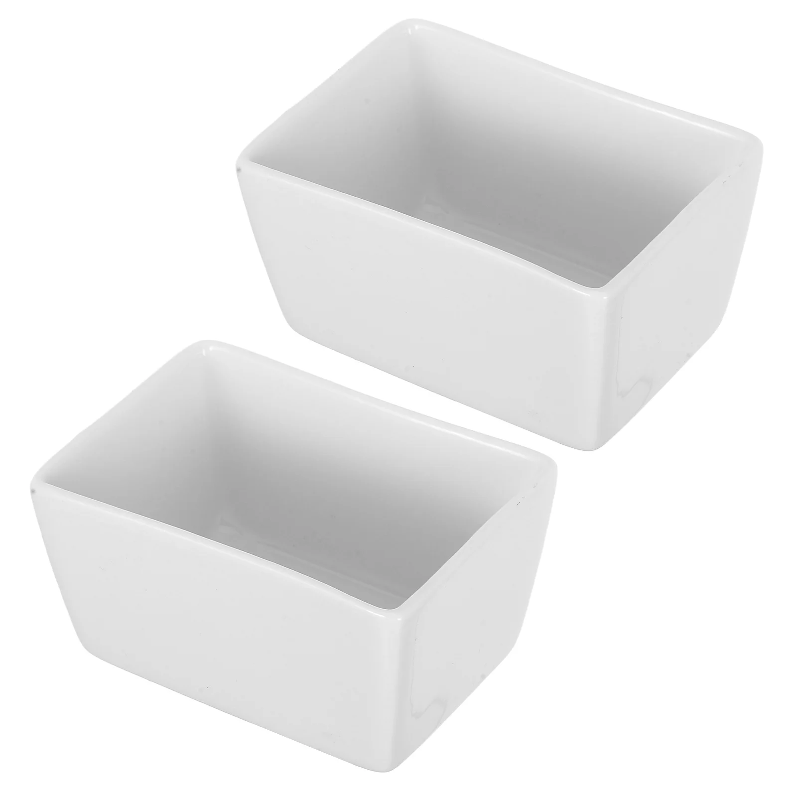 

2Pcs Rectangular Ceramic Sugar Holder White Coffee Canister Easy Clean Kitchen Storage Porcelain Candy Bowl Butter Bowl