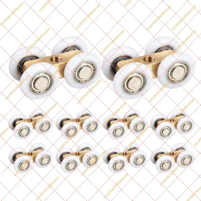 10Pcs Shower Glass Door Hanging Roller, 21.5mm Narrow Sliding Door Pulley Wheel with 4 Rollers Hardware Fittings