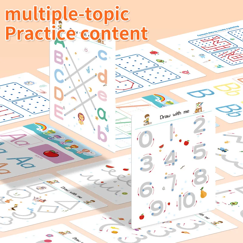 Cuaderno de trabajo de entrenamiento con Control de bolígrafo para niños pequeños, cuaderno de práctica de rastreo mágico para bebés, escritura reutilizable, dibujo, libros educativos con imágenes
