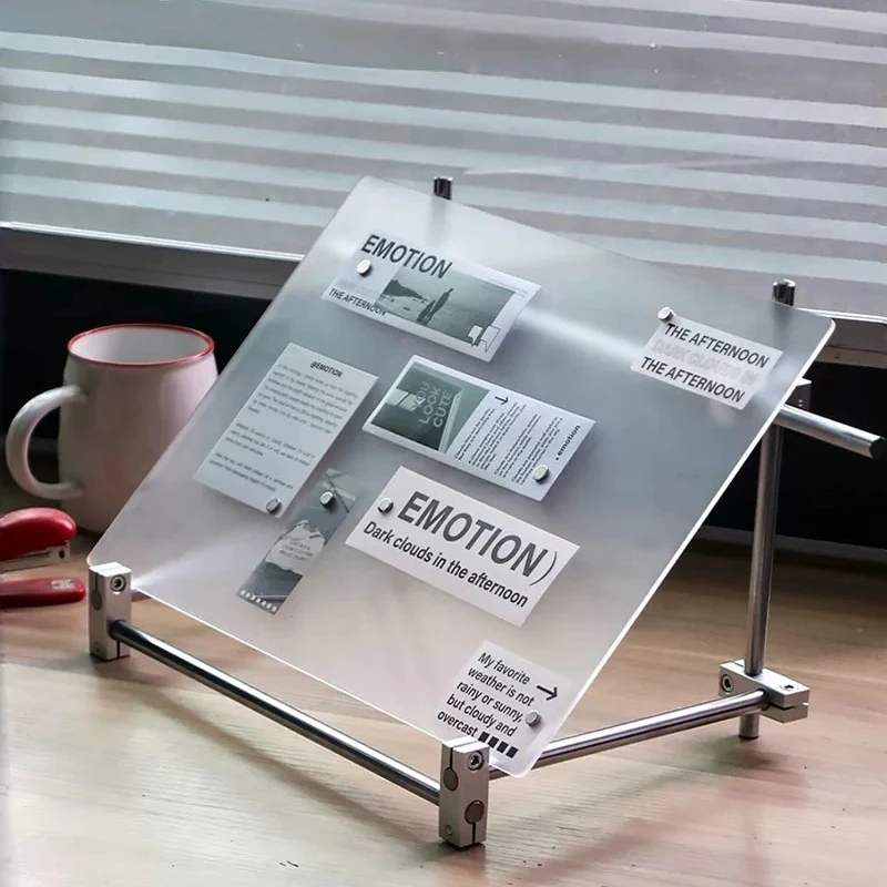 Acrylic Menu Poster Display Stand with Stainless Steel Shaft Magazine Sign Holder for Cafe Restaurant Desktop Advertising Board