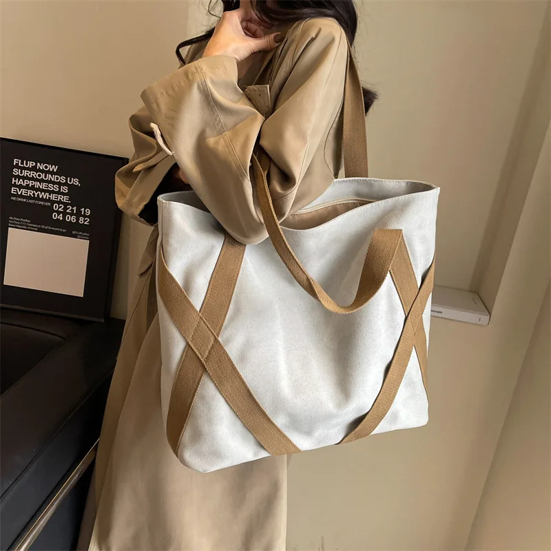 Tote Women Canvas Shoulder Bag Trend Large Capacity Purses and Handbags Daily Commuter New Retro Casual Shopping Street Fashion