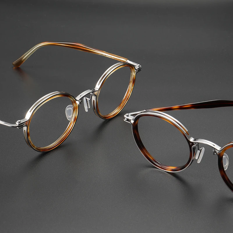 

Высококачественные винтажные круглые титановые мужские очки ручной работы в стиле ретро модная оправа для очков женские механические очки в стиле стимпанк