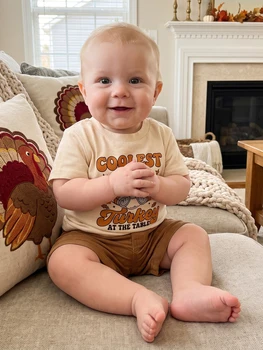 Toddler Thanksgiving Turkey Print T-Shirt 2 Sleeve Turkey Boys Turkey-Print Thanksgiving Shirt T Print Short Sleeve Sleeve Turkey Toddler Boys Girls 2