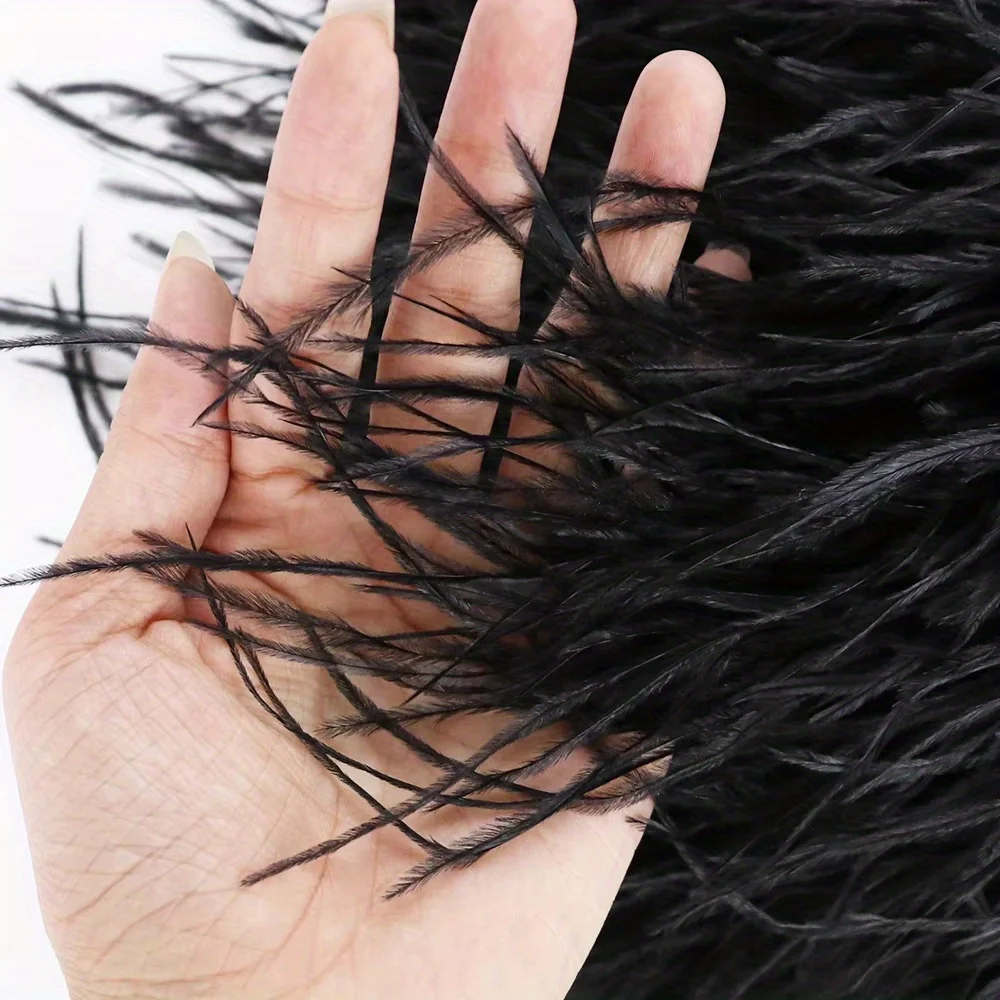 1/2/5/10 metri Piuma di struzzo nera Trim 8-10 cm Morbida soffice piuma Frangia per abbigliamento Abito da sposa Decorazione del costume