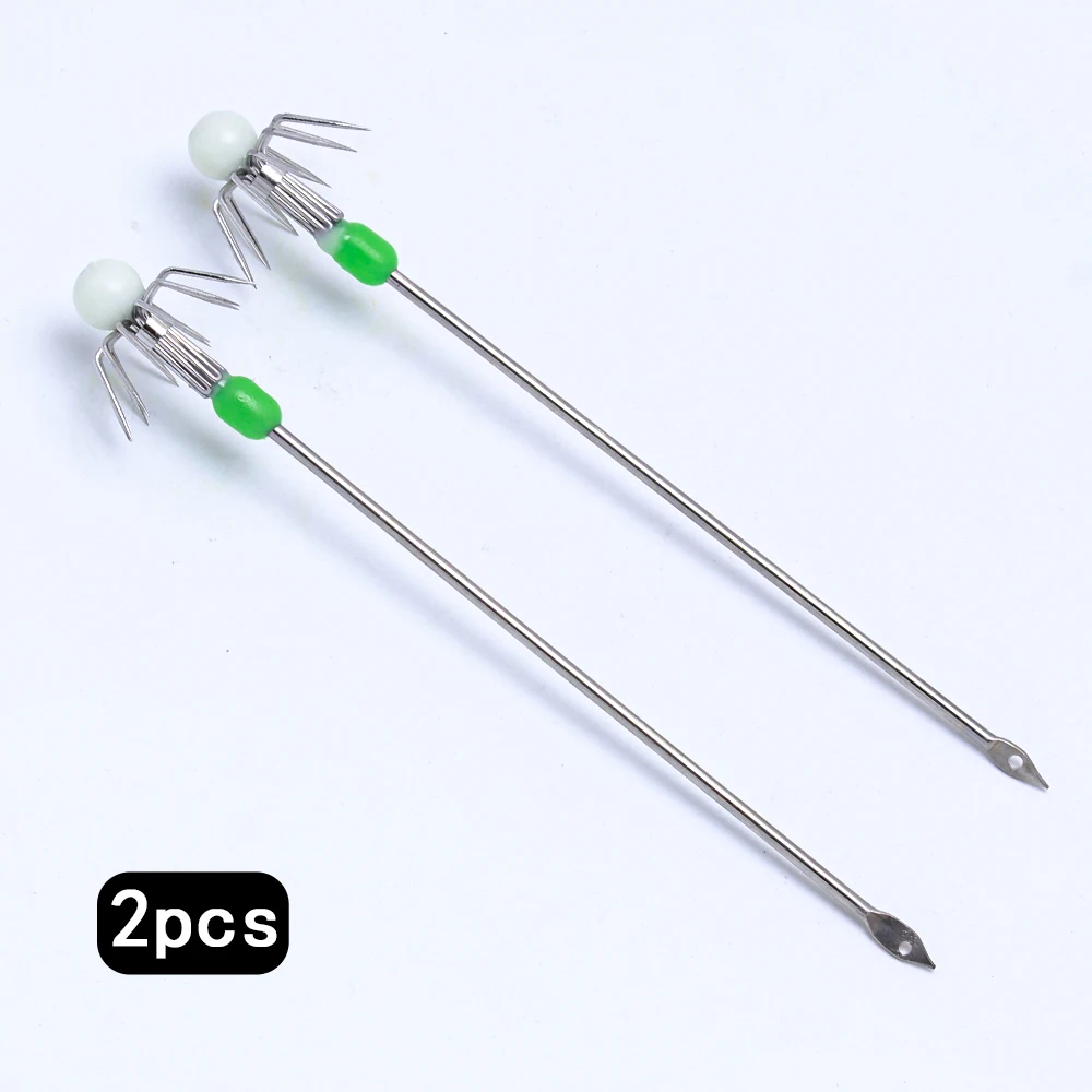 2 Stück/Set Tintenfischhaken mit langem Griff und doppelter Schicht, Blumenhaken, rechtwinkliger Haken, Tintenfisch-Jighaken, Meeresangelhaken – Detail 7