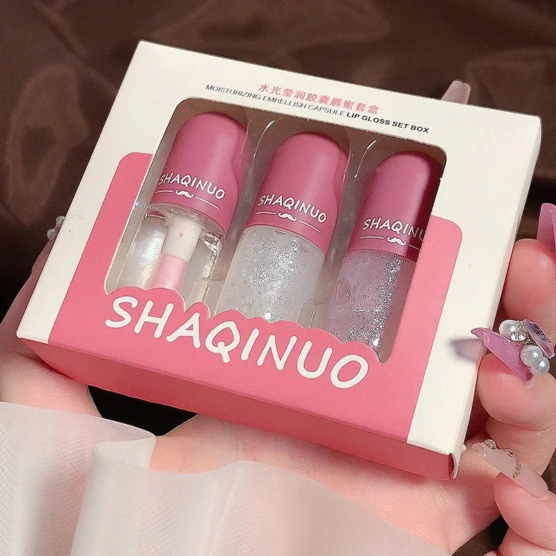 3PCS Lip Gloss Crystal Jelly Lip Glaze Transparent Lips Glass Color Change Oil Moisturizing Glitter Liquid Lipstick Lip Cosmetic