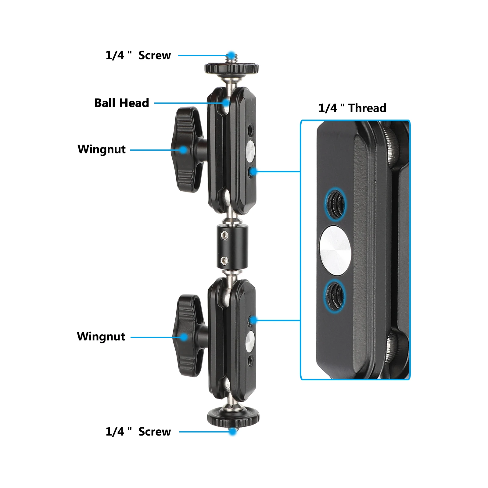 SZRIG Four Ball Head Extension Arm With Double-side 1/4