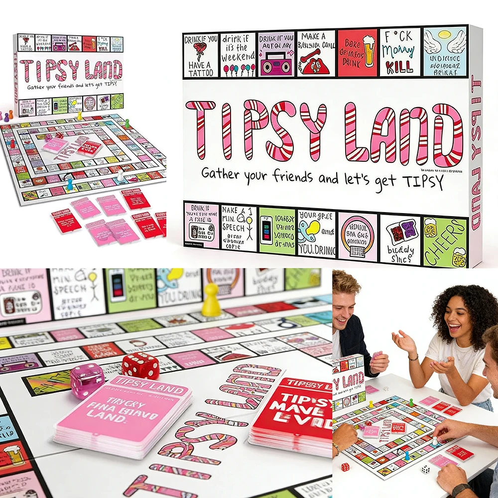 =-=22027Party Gift of Tipsy*# Land Board Games Fun Drinking Games for Friends - Fun Challenges Drinking Games Party Nights