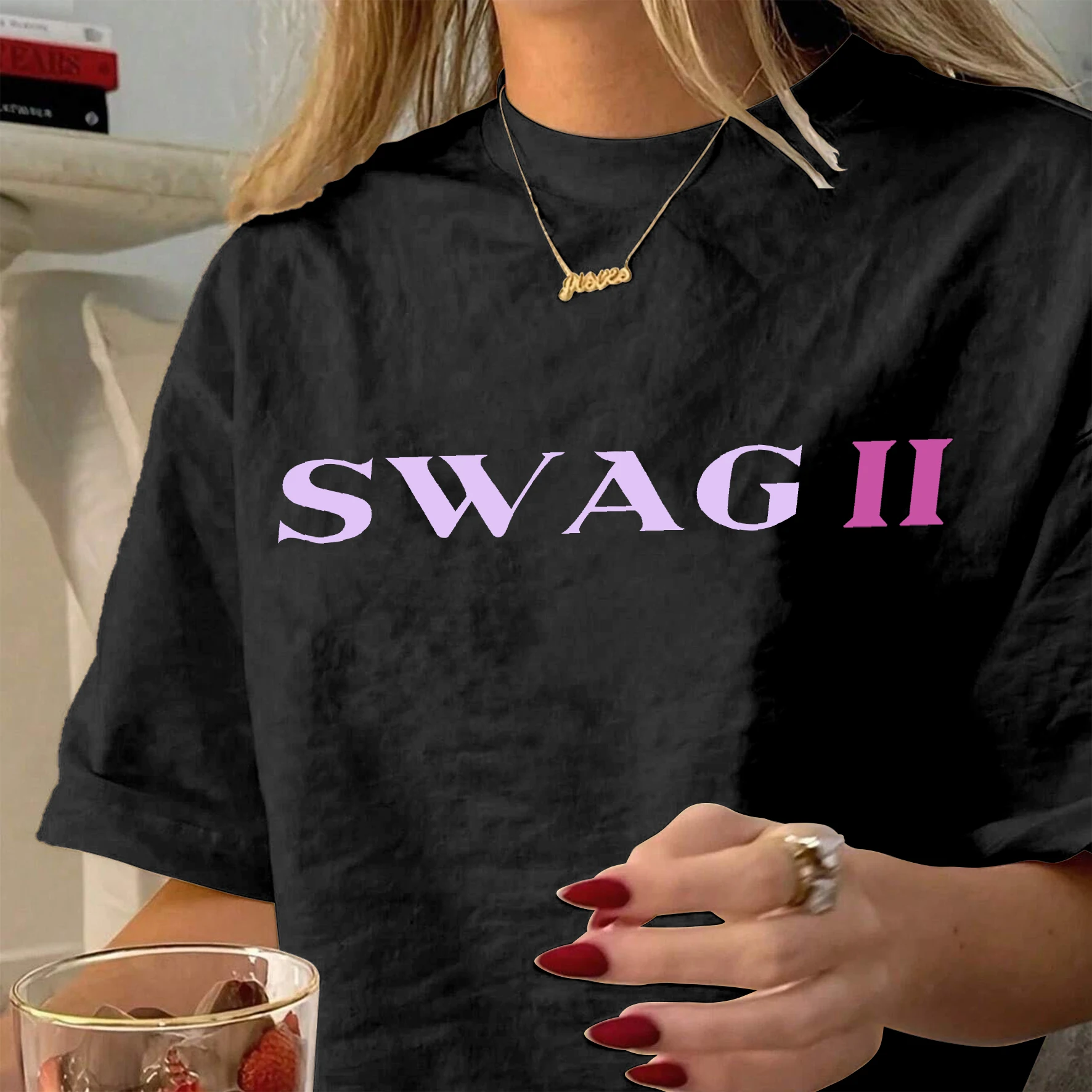جاستن بيبر SWAG II 2025 جاستن SWAG 2 تي شيرت 2 الوجهين س الرقبة قصيرة الأكمام قمصان المشجعين هدية