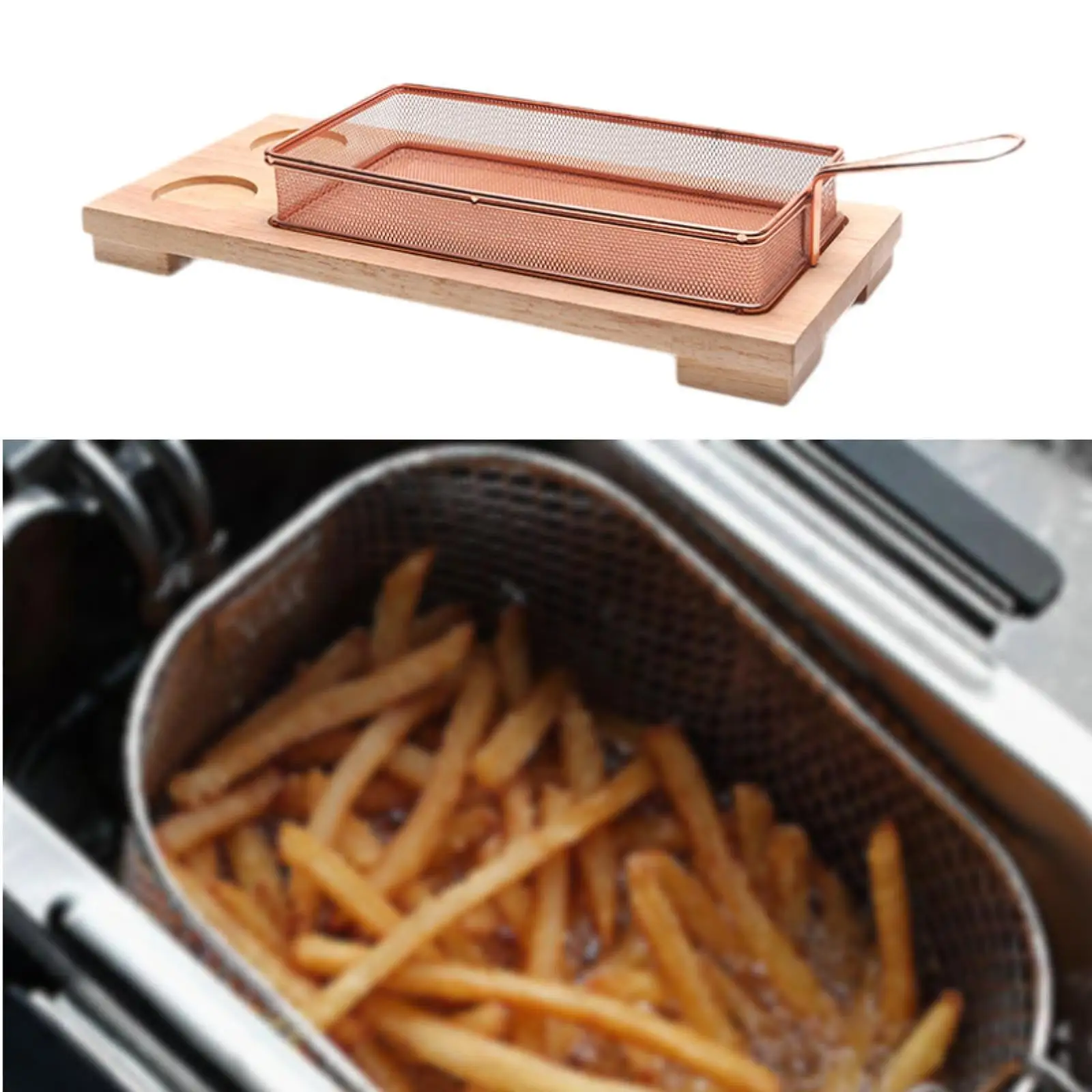 French Fries Fried Net with Board Practical Easy Clean Stainless Steel for Outdoor Camping Picnic Restaurant Kitchen Onion Rings