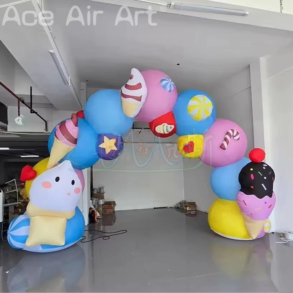 حفلة عيد ميلاد نفخ الحلو مدخل قوس في الهواء الطلق نفخ الآيس كريم قوس بوابة مدخل لتزيين الحدث