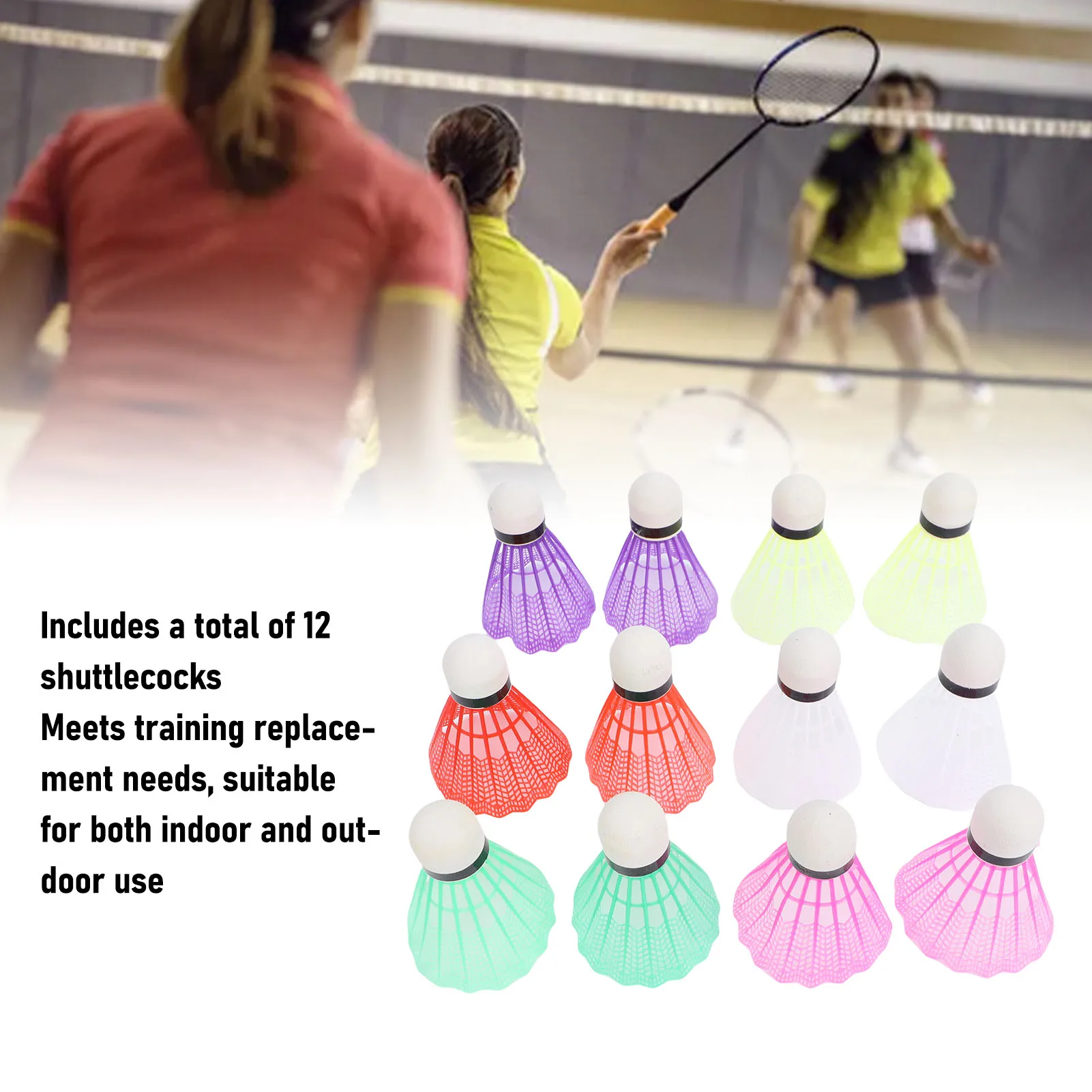12PCS Nylon Shuttlecocks with Stability High Speed Badminton Balls for Batting Practice Training Indoor Outdoor Sports