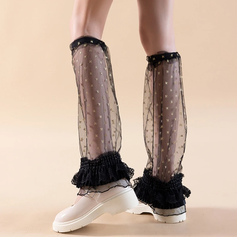 Tulle Leg Warmers 여름 ​​레깅스 부츠 토퍼 여성용 레그 워머 Sweet Girls 음악 축제 긴 부츠 커프스