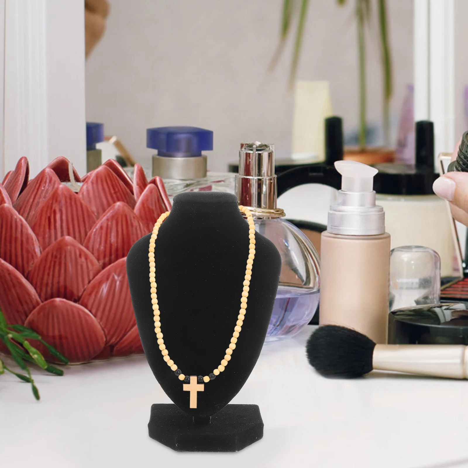 

Necklace Display Stand Plastic Fabric Material Jewelry Organizer For Home Store Trade Show Photography Prop Gift Display Rack