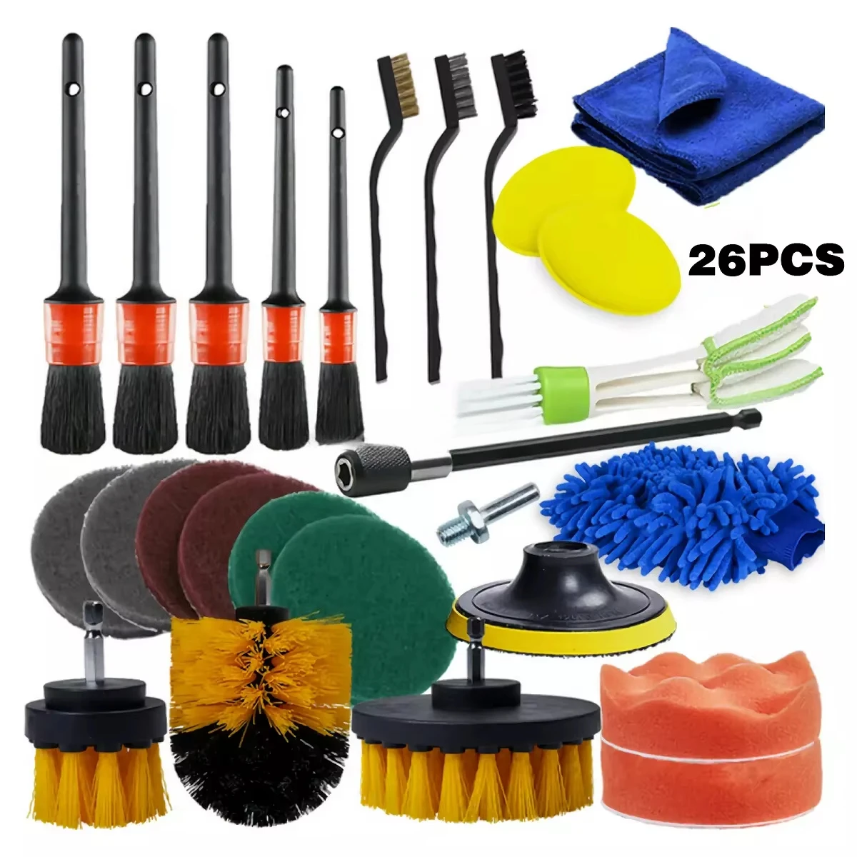 26pcs/set 18sets/carton  Car Detailing Brushes Set Interior & Exterior Cleaning Brushes Clean Tool