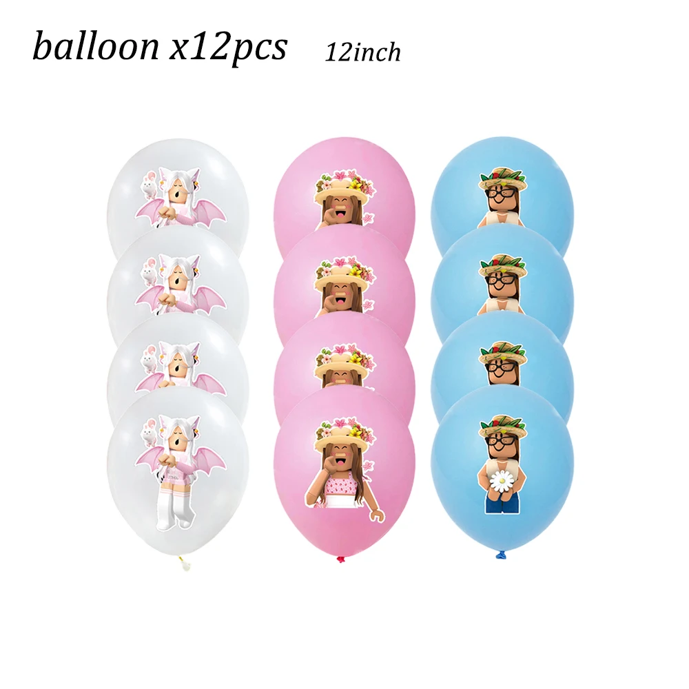 

12/24Pcs 12Inch Pink Roblox Latex Balloon Party Supplies Cartoon Party Baby Shower Kids Balloons for Birthday Party Decoration