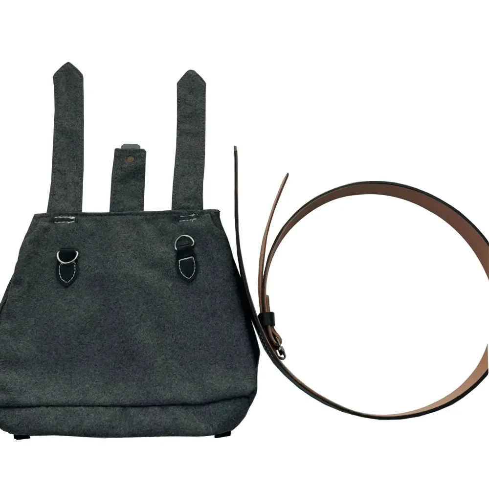 Kit correa en Y cuero vaca réplica WWII alemán – Bolsa pan + cinturón