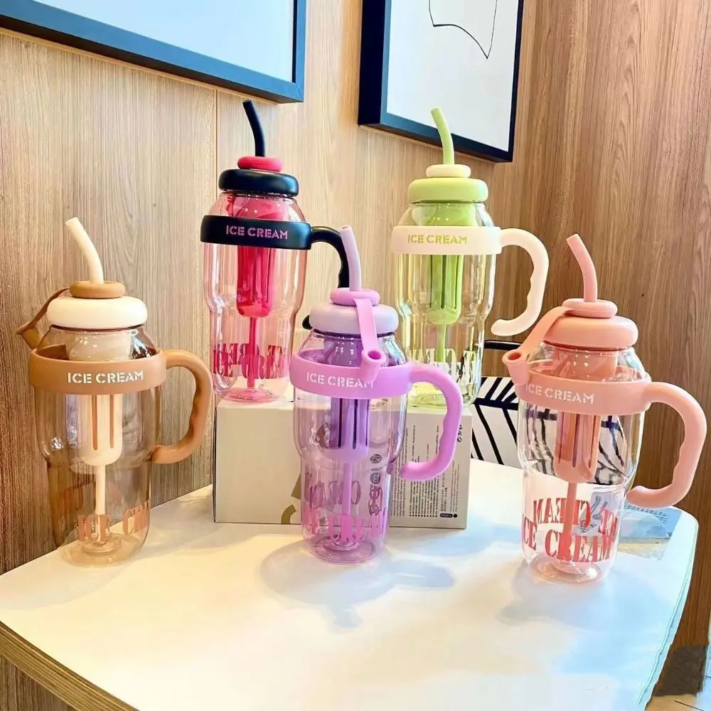 with Straw Water Bottle with Handle PC Tea Infuser Sports Water Bottle 1200ml Colorful Lucky Belly Cup Outdoor Activities