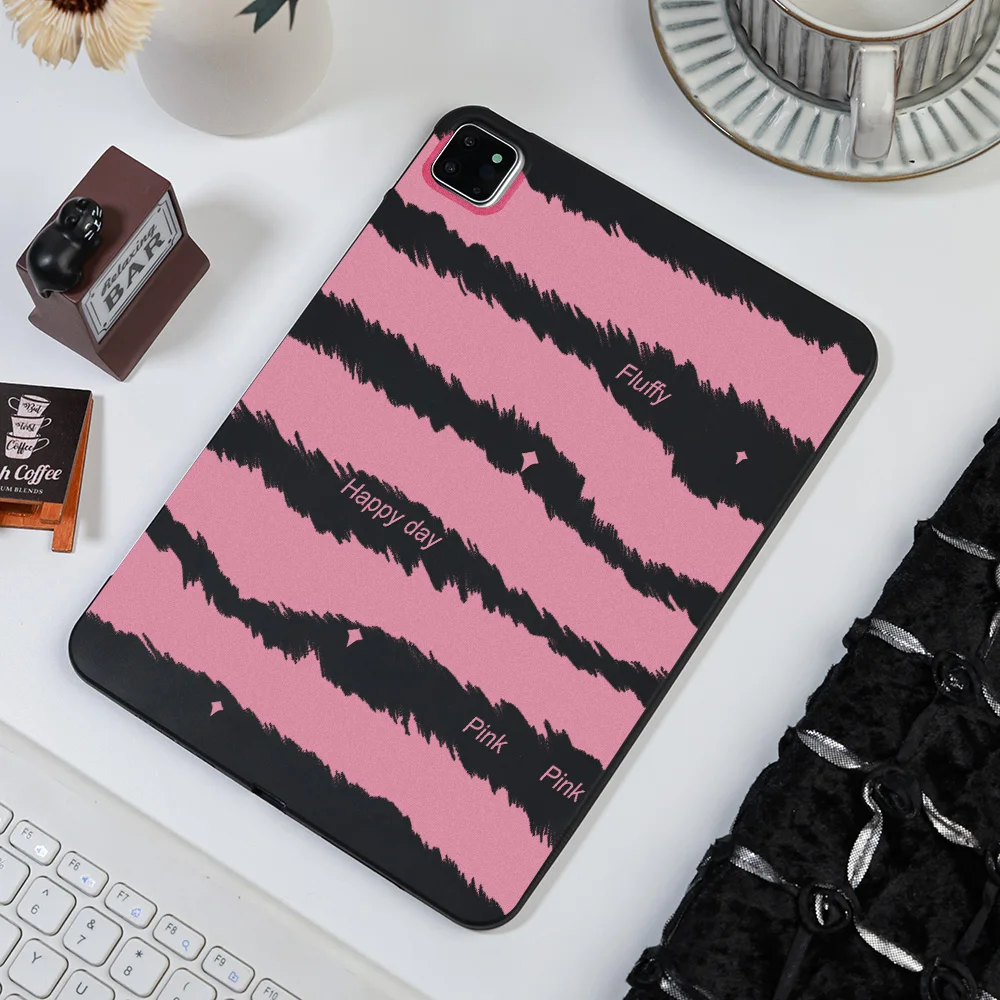 Trendy Pink Black Brush Stripe Matte Tablet Case For Xiaomi Redmi Pad 6S 7S 6 7 8 Pro Pad 2 Pro 12.1Inch Protective Shockproof