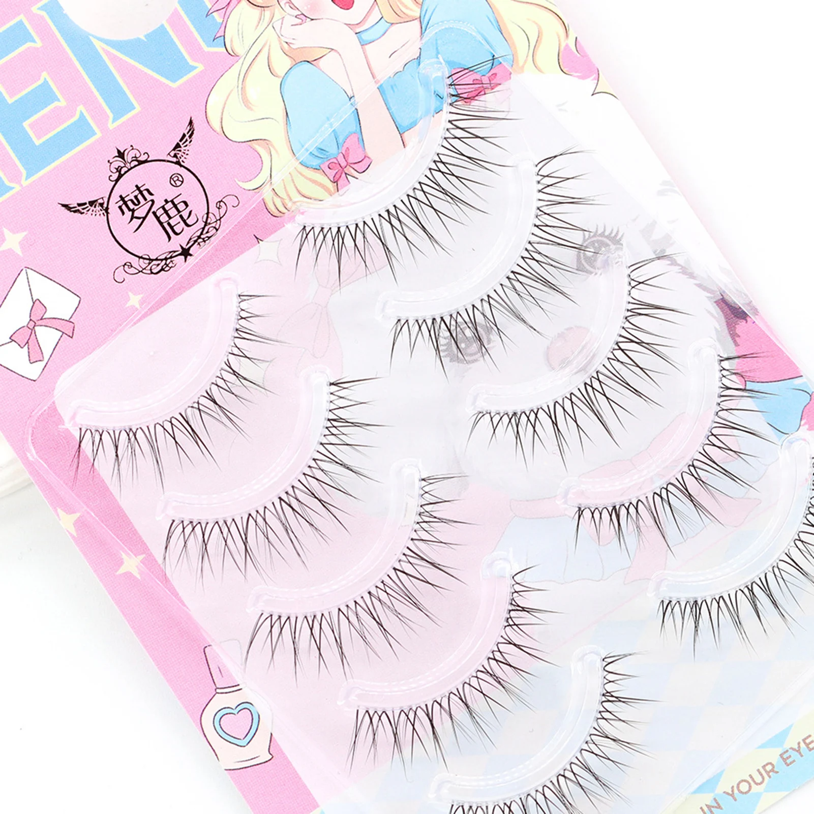 5 pares de cílios postiços finos de tira completa boneca olho natural asiático cílios postiços para trabalho aniversários festas e viagens namoro