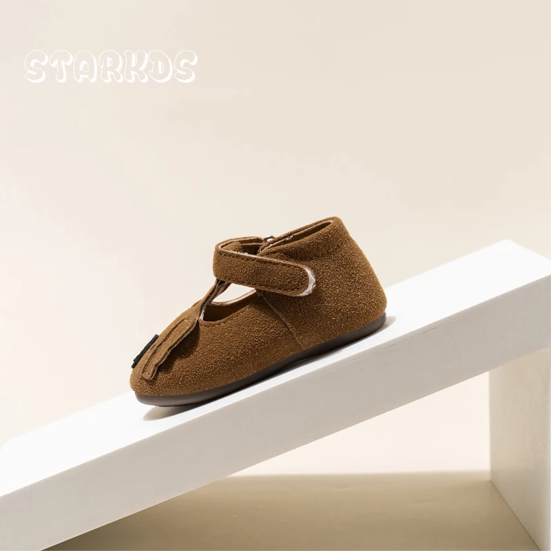 Suede Leather T-Bar Ballet Flats For Baby Kids Soft Sole Koala Shape Walking Shoes Toddler Child Outdoor Cute Animal Footwear