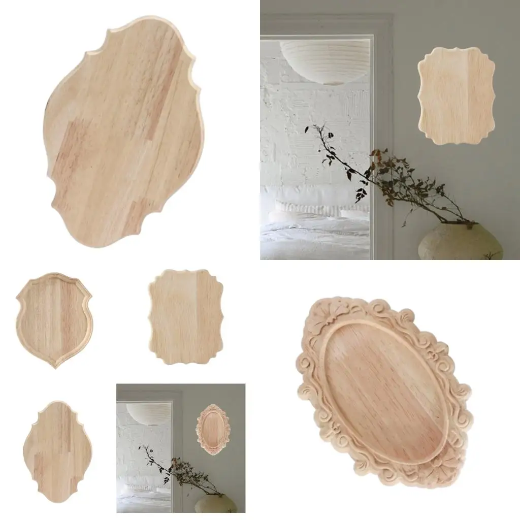 

Elegant Engraved Wooden Curved Base Mirror Picture Frame Decorative Storage Tray For Living Room Bedroom Styling high quality