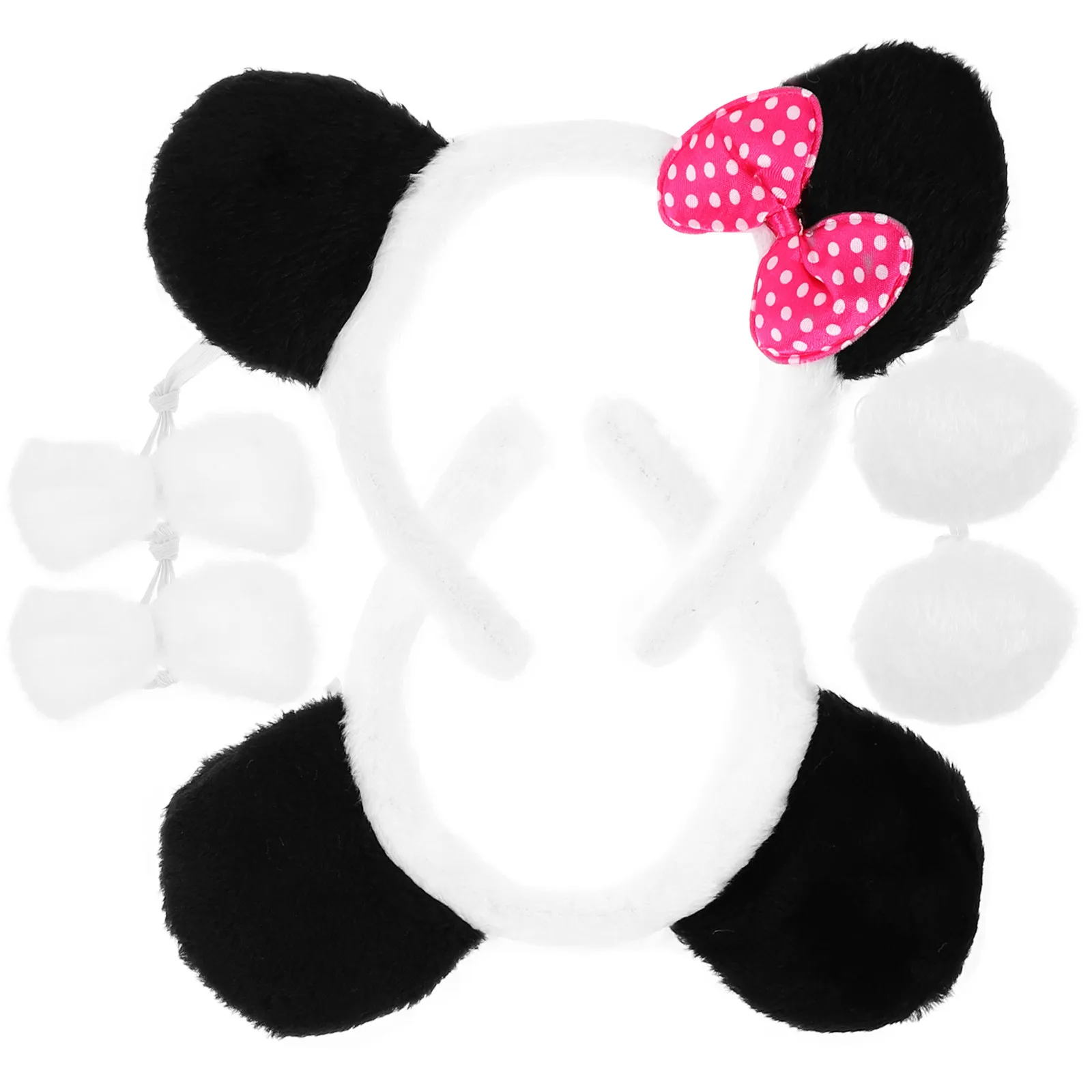 2 sets Panda-kostuumaccessoires Set hoofdband strikje staart voor rollenspel themafeesten Panda haaraccessoires