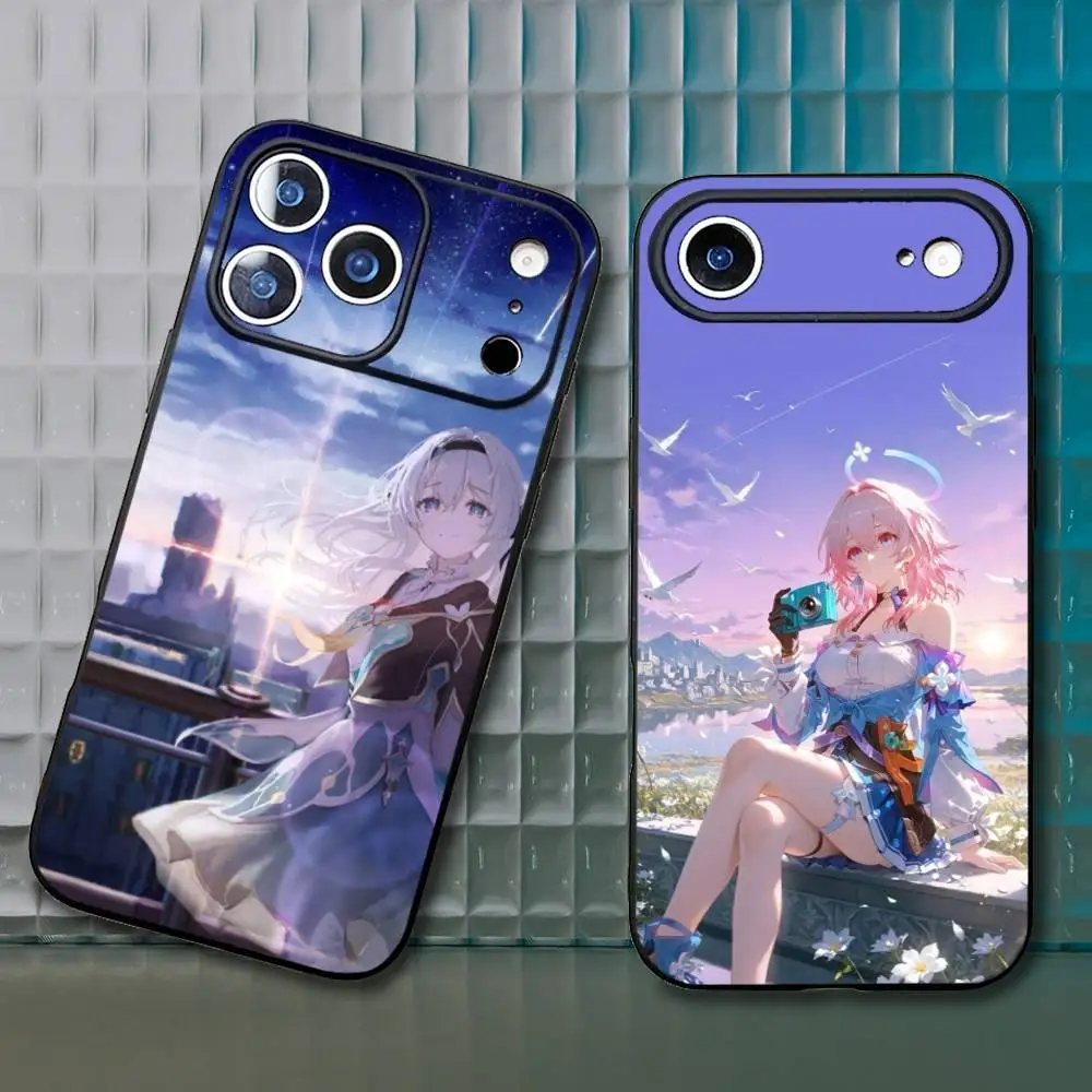 Honkai Star Rail Clara Bailu telefoonhoesje voor iPhone17,16,15,14,13,12,11 Plus, Pro Max, zachte zwarte hoes