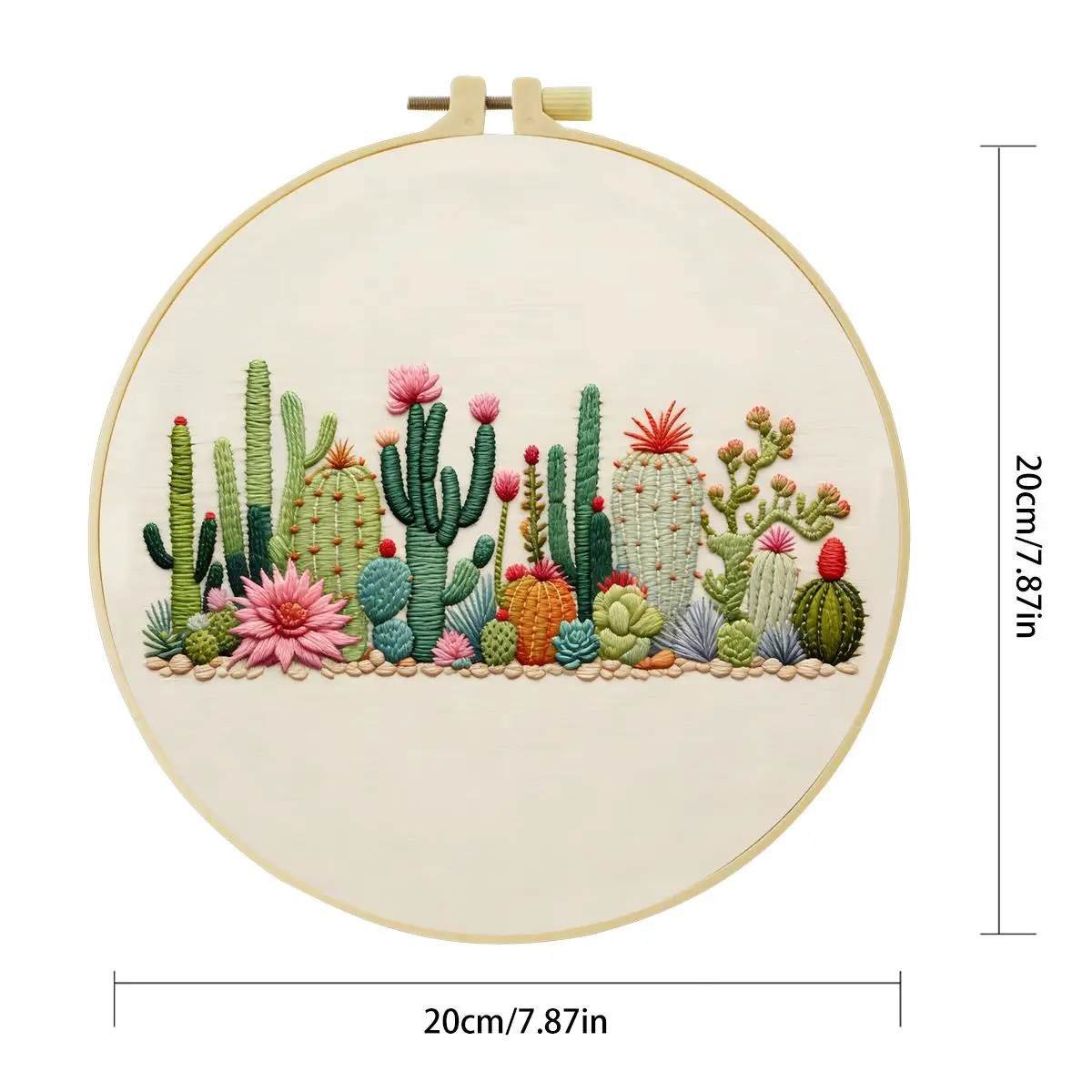 1 Stück 20X20CM/15X15CM 7,87/6,3 Zoll Pflanzen-Kaktus-Stickerei-Starter-Kit DIY-Kit DIY-Stickerei-Set Handarbeiten Malerei – Detail 4