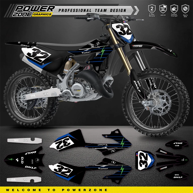 PowerZone Custom Team Graphics Decals For 3M Stickers Kit For YAMAHA 22-24 YZ 125 250 2022 2023 2024 Motorcycle Stickers 06