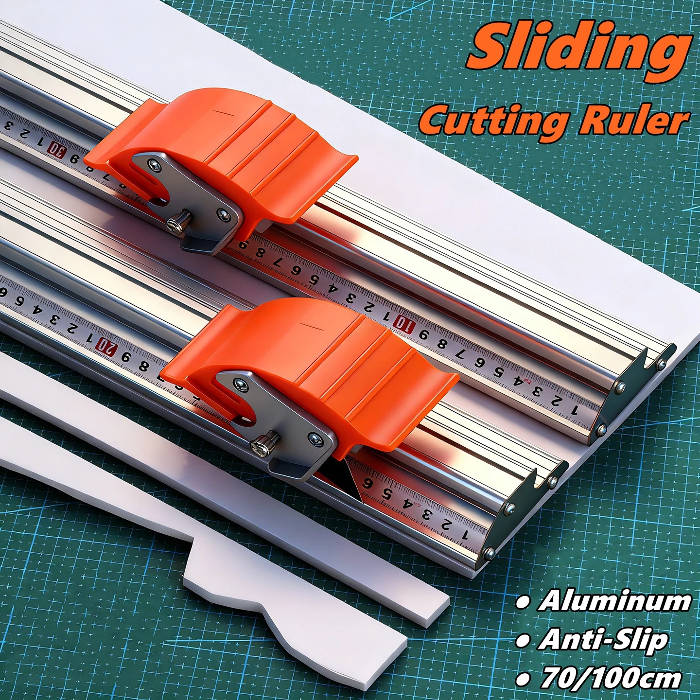 Manual Sliding Paper Cutter with Dual Scale Ruler Kt Pvc Cutting Ruler Aluminum Anti-Slip Cutting Positioning Ruler DIY Tool